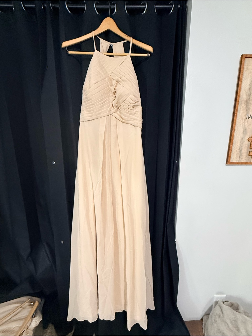 Never worn Halter-Collar Cream Maxi bridesmaid dress